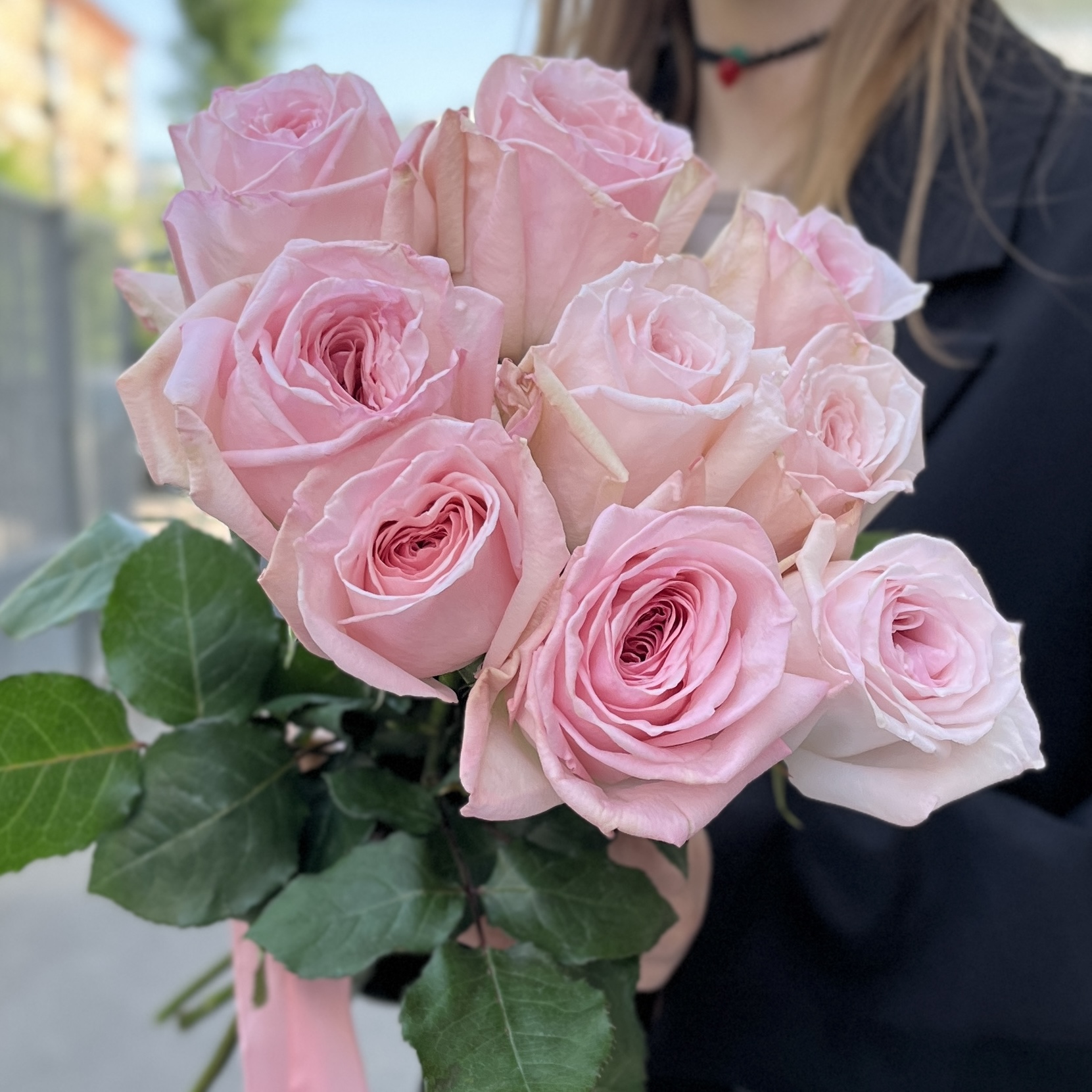 9 ароматных пионовидных роз Пинк Охара 50 см