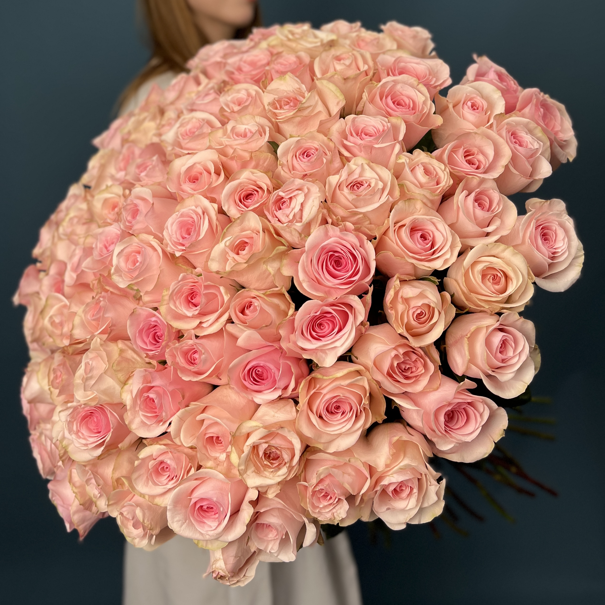 101 розовая роза Новия 60 см