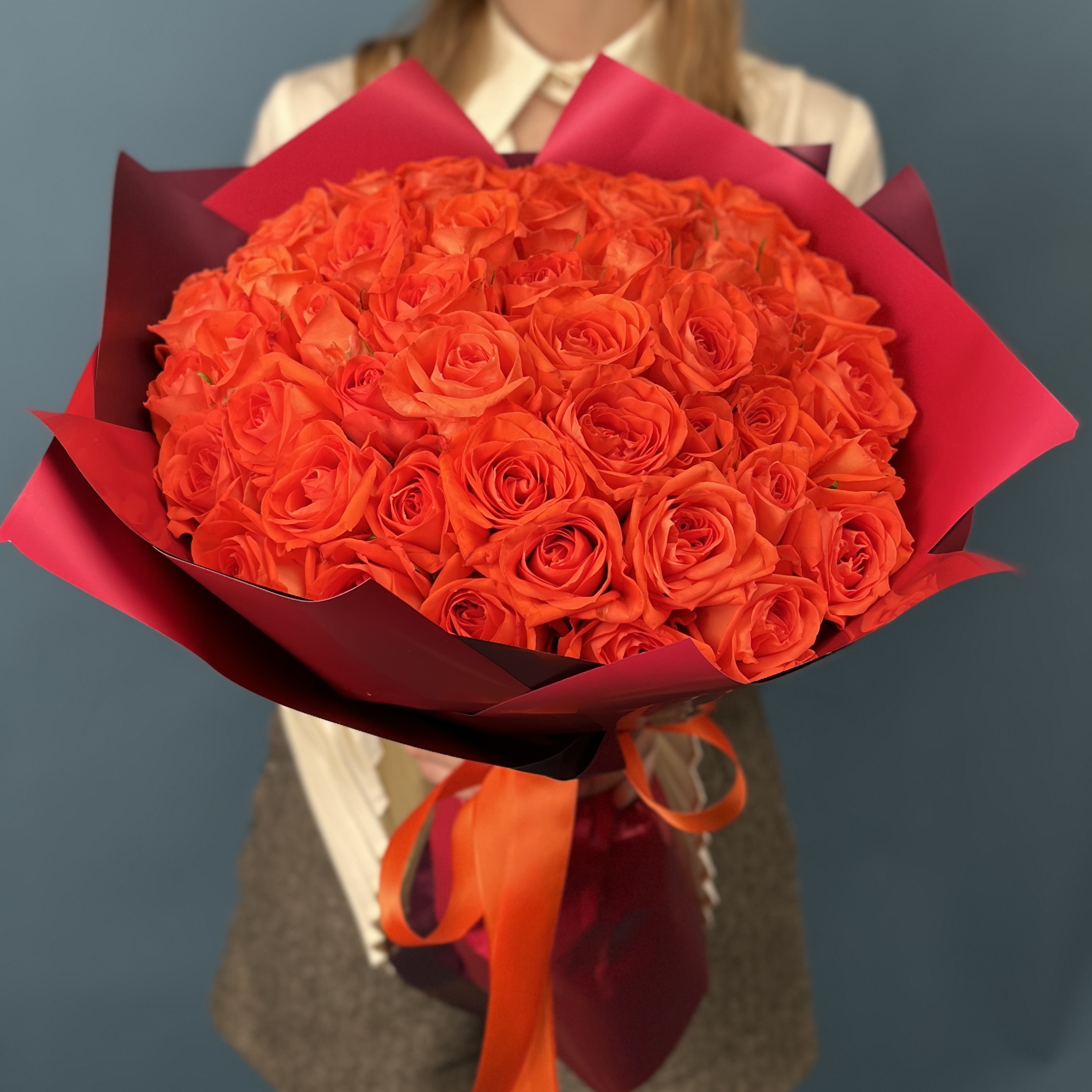 51 оранжевая Роза копакабана 40 см