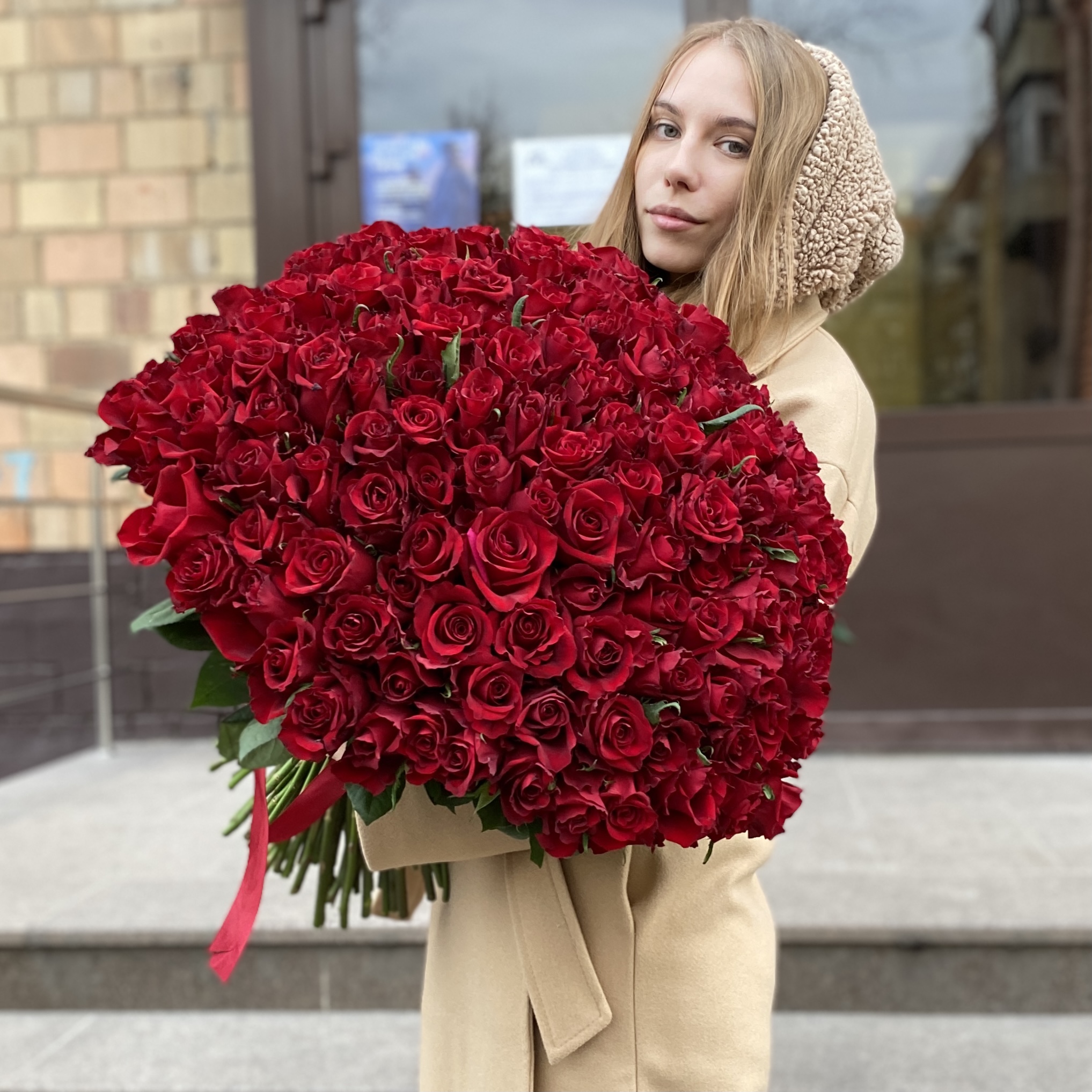 151 красная роза Эвер Ред 60 см