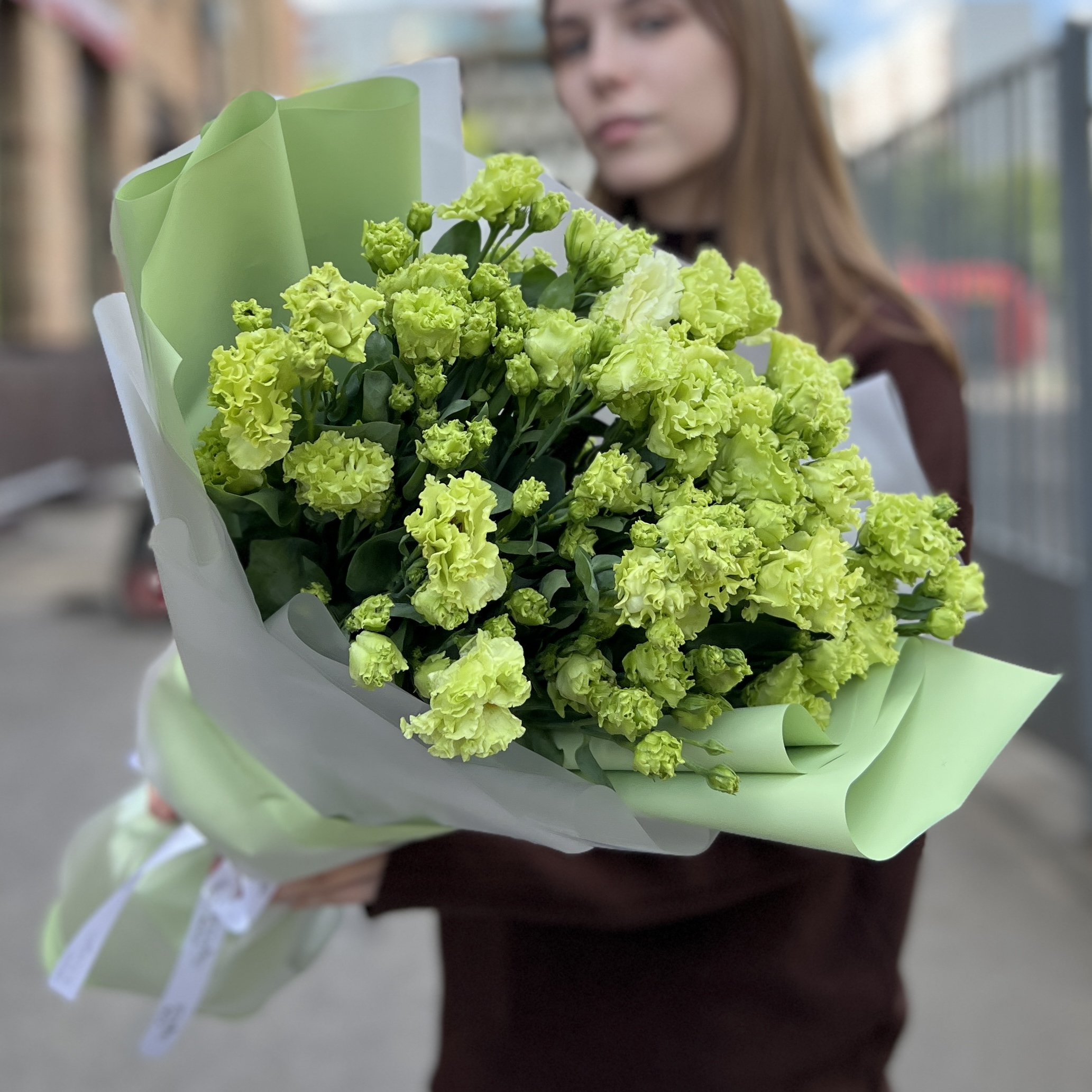 15 махровых зеленых эустом
