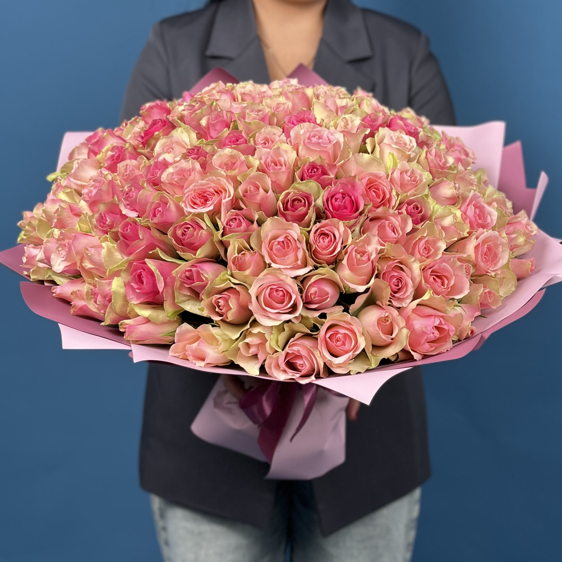 151 розово-зеленая роза бел-роз 40 см