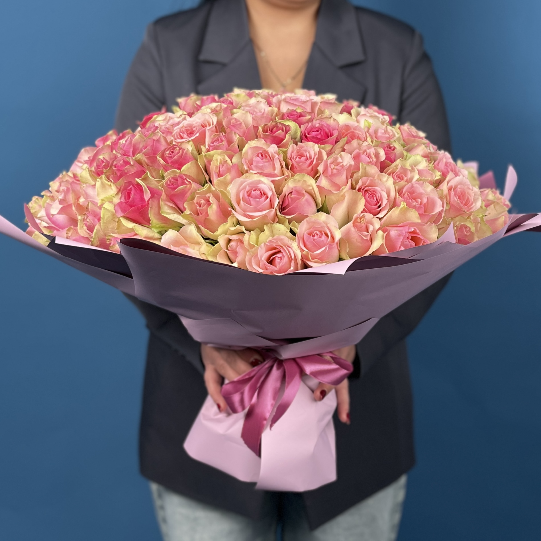 151 розово-зеленая роза бел-роз 40 см