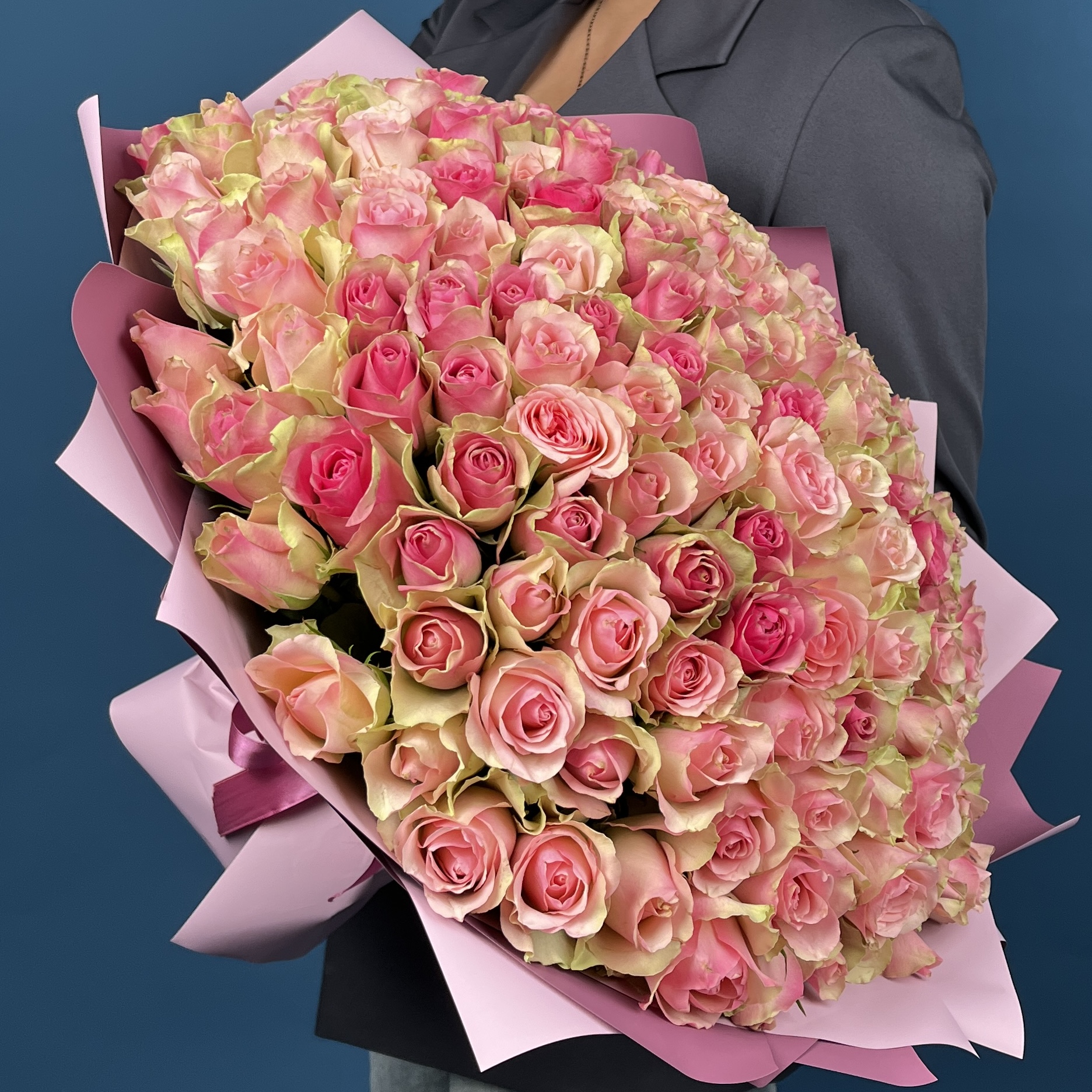 151 розово-зеленая роза бел-роз 40 см