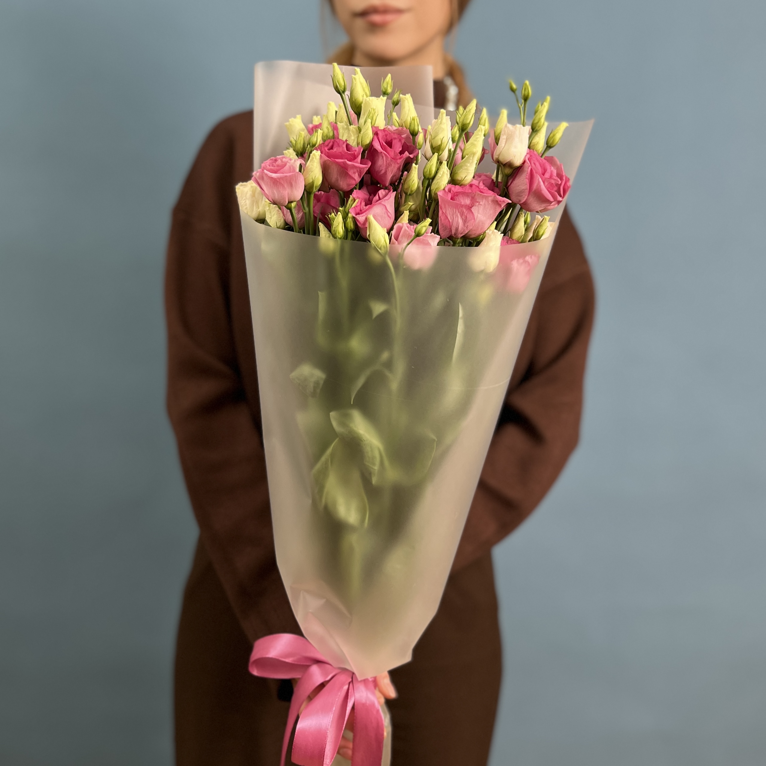 Букет из 5 розовых эустом