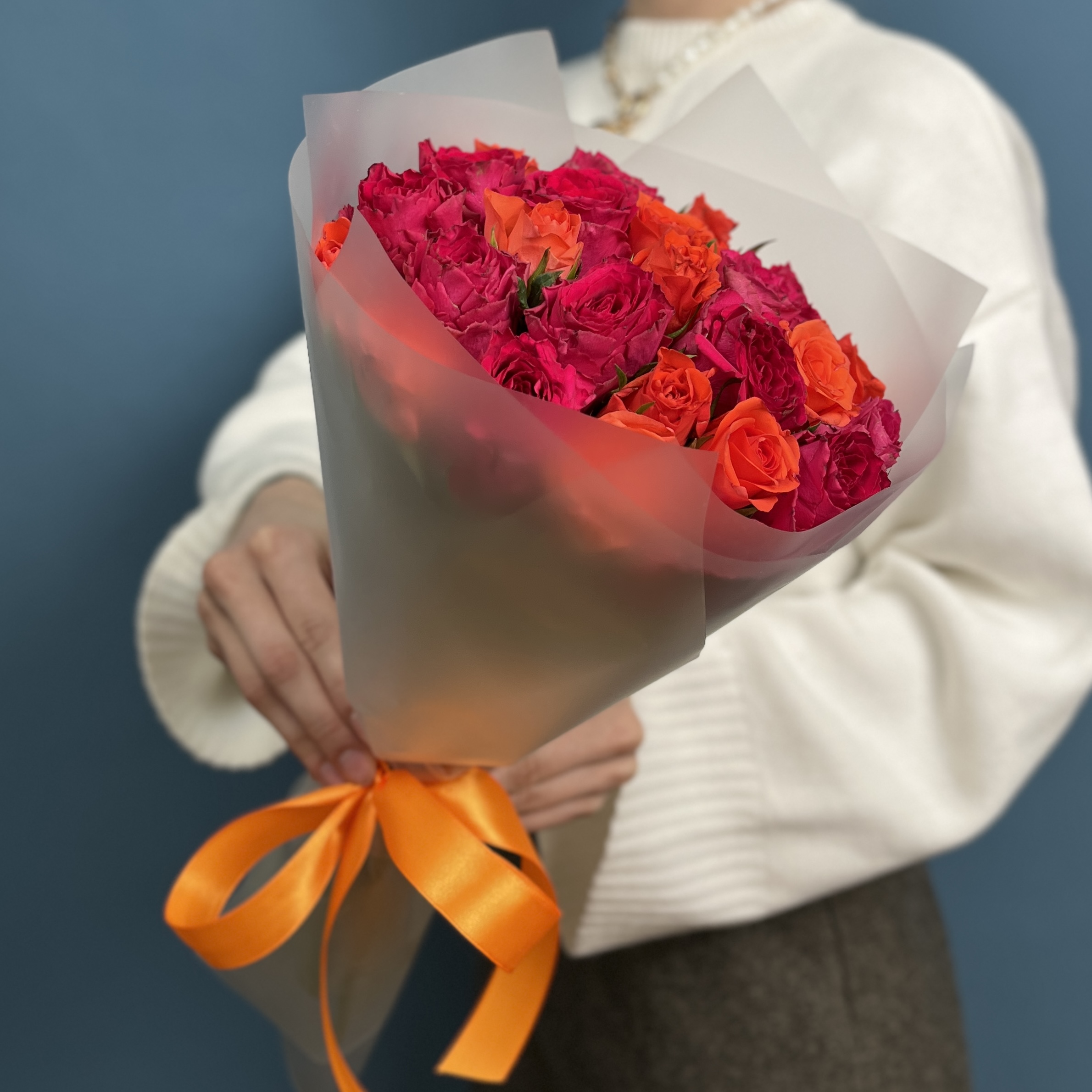 25 оранжевых роз Тутти Фрутти