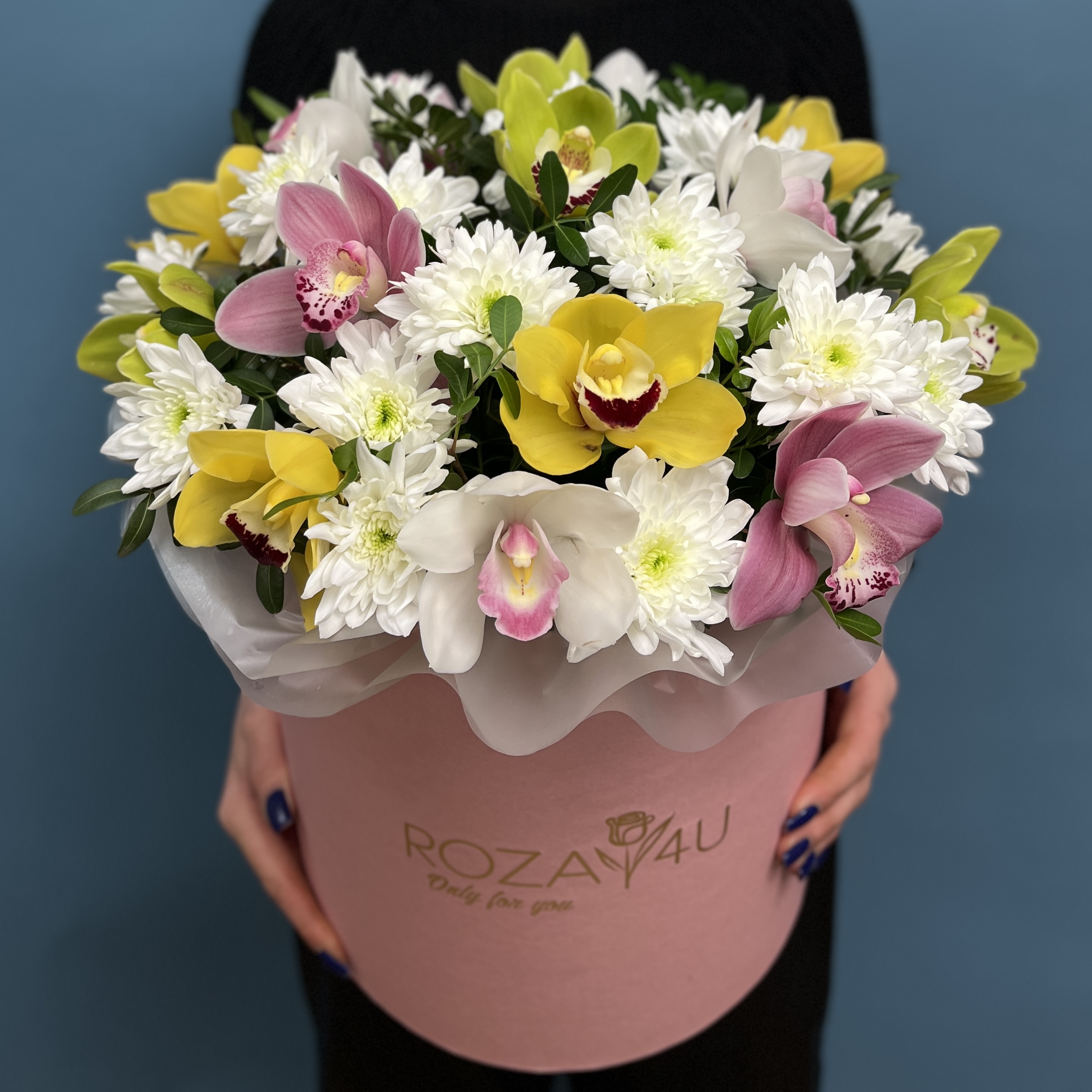 Орхидеи в коробке Праздничный микс