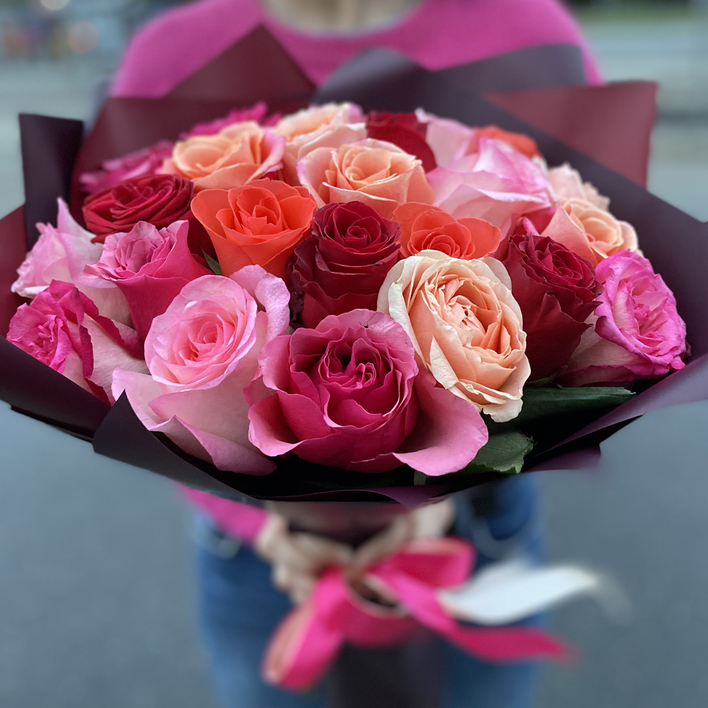 25 роз 60 см Микс
