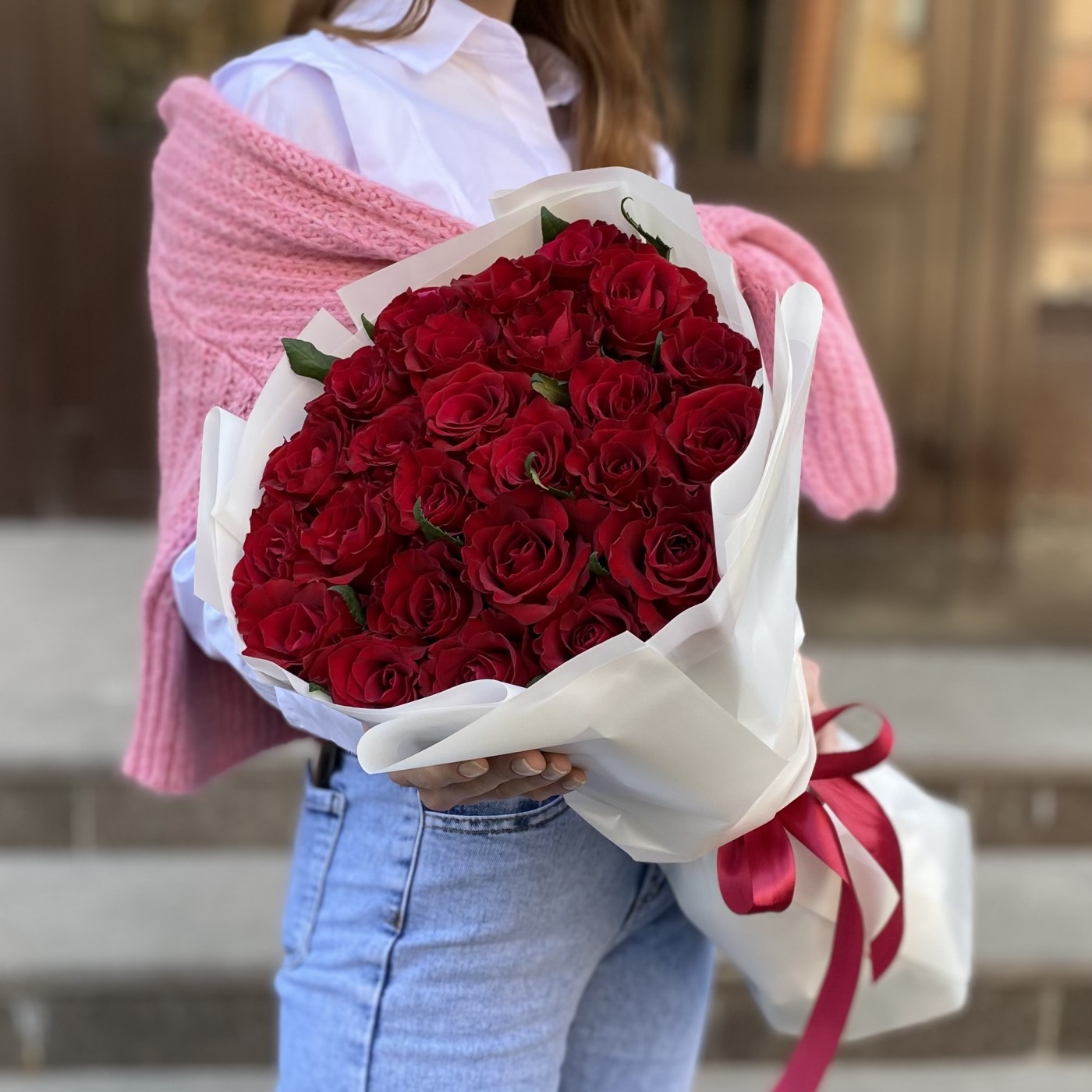 25 красных роз Эвер ред 60 см