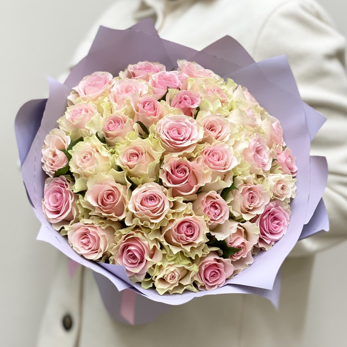 Букет из 35 нежно-розовых  роз Топ-гир