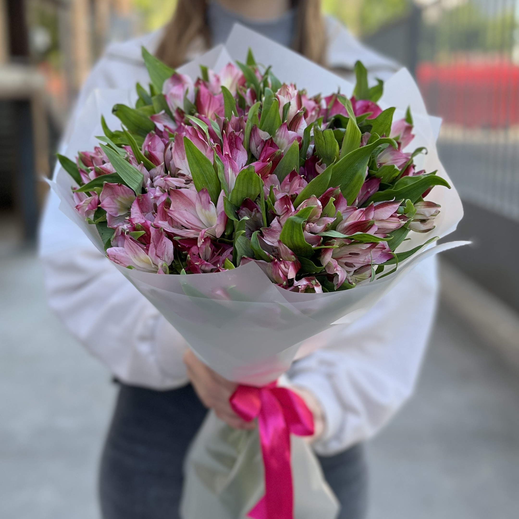 15 малиновых альстромерий