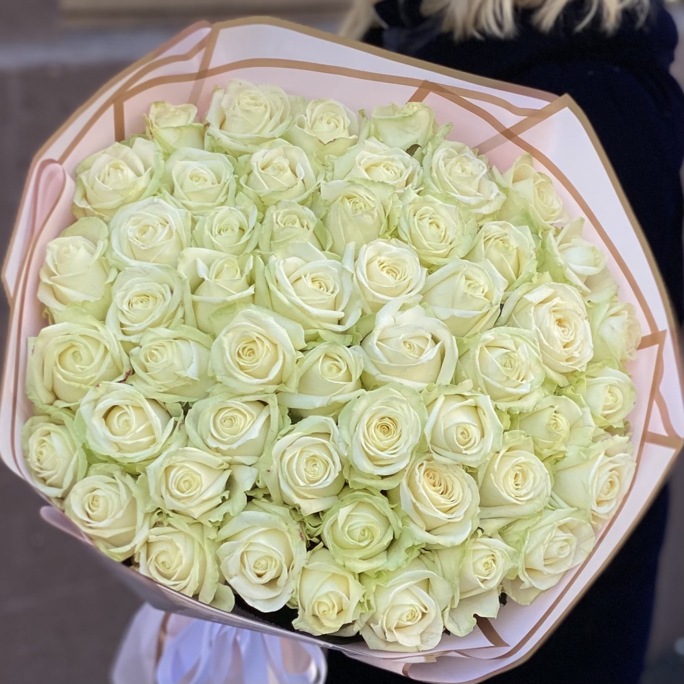 51 белая роза Аваланш 80 см