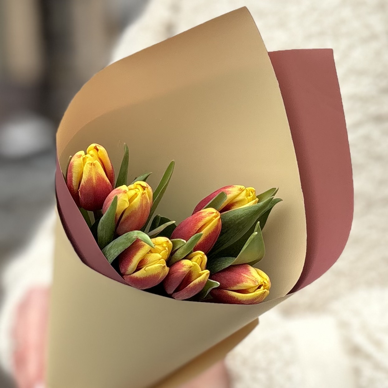 7 красно-желтых тюльпанов Денмарк