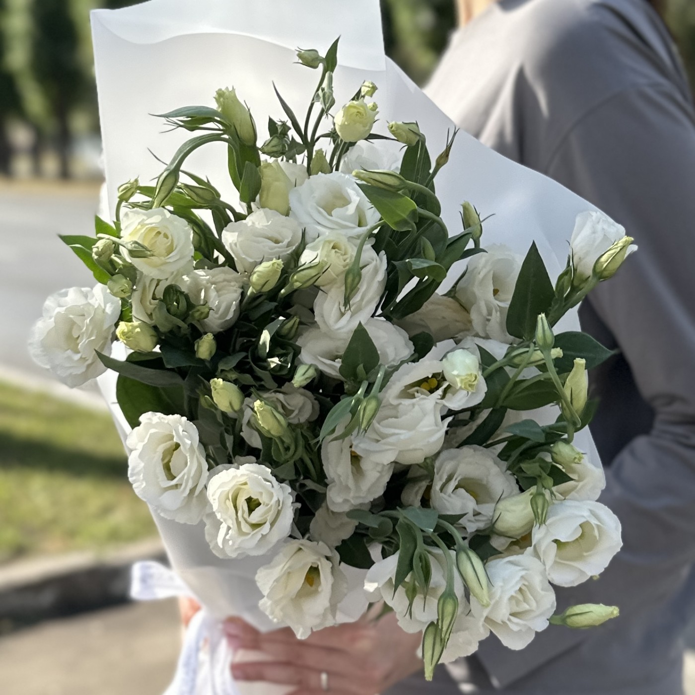 Букет из 15 белых эустом
