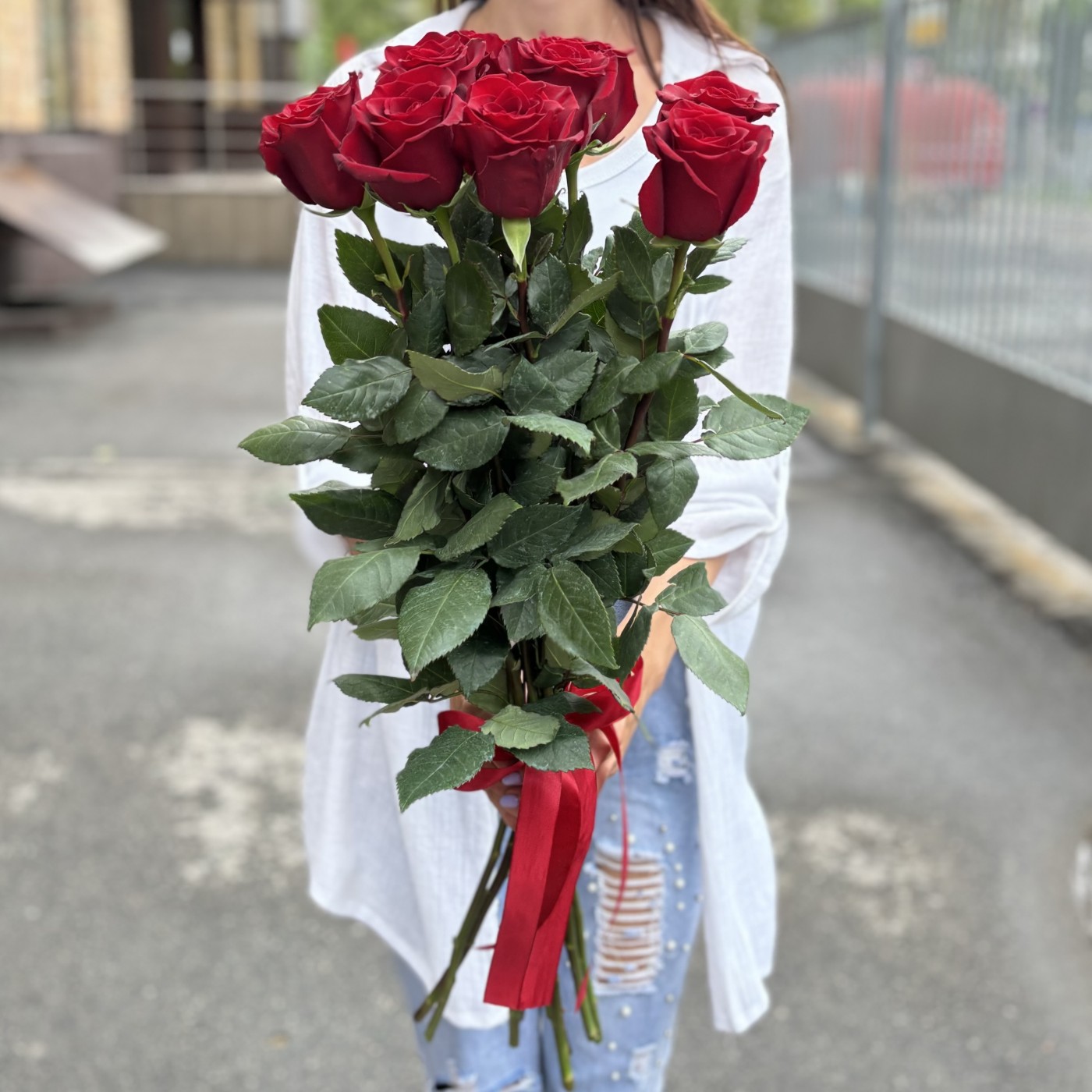 Букет из 9 роз Эксплорер 80 см