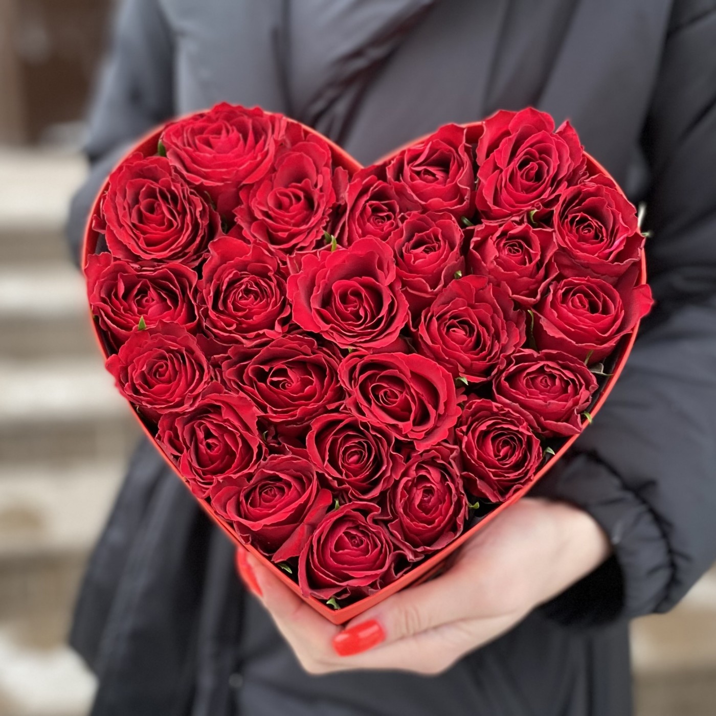 Коробка Сердце с красными розами Для Тебя
