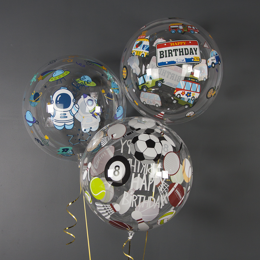 Шар круг Deco Bubble,  Машинки Прозрачный