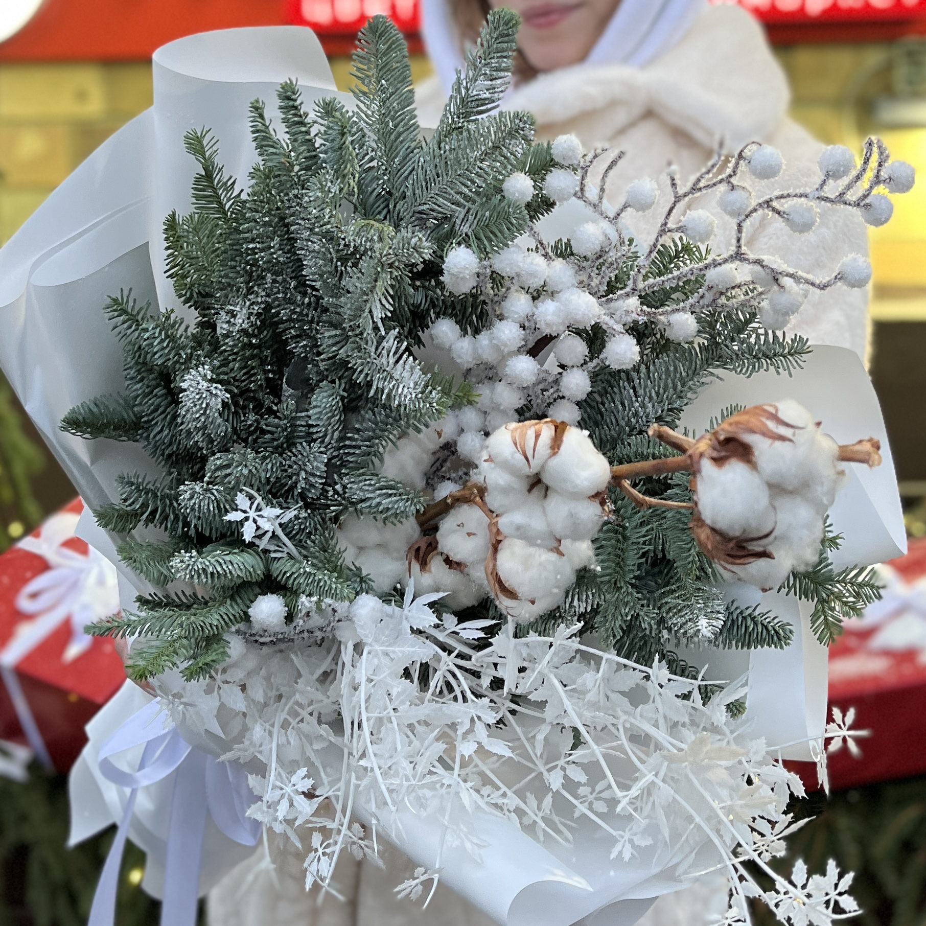 Зимний букет с хлопком Снежная королева
