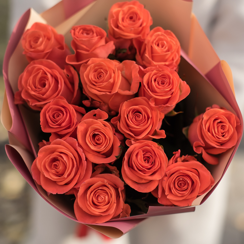15 оранжевых роз Wow