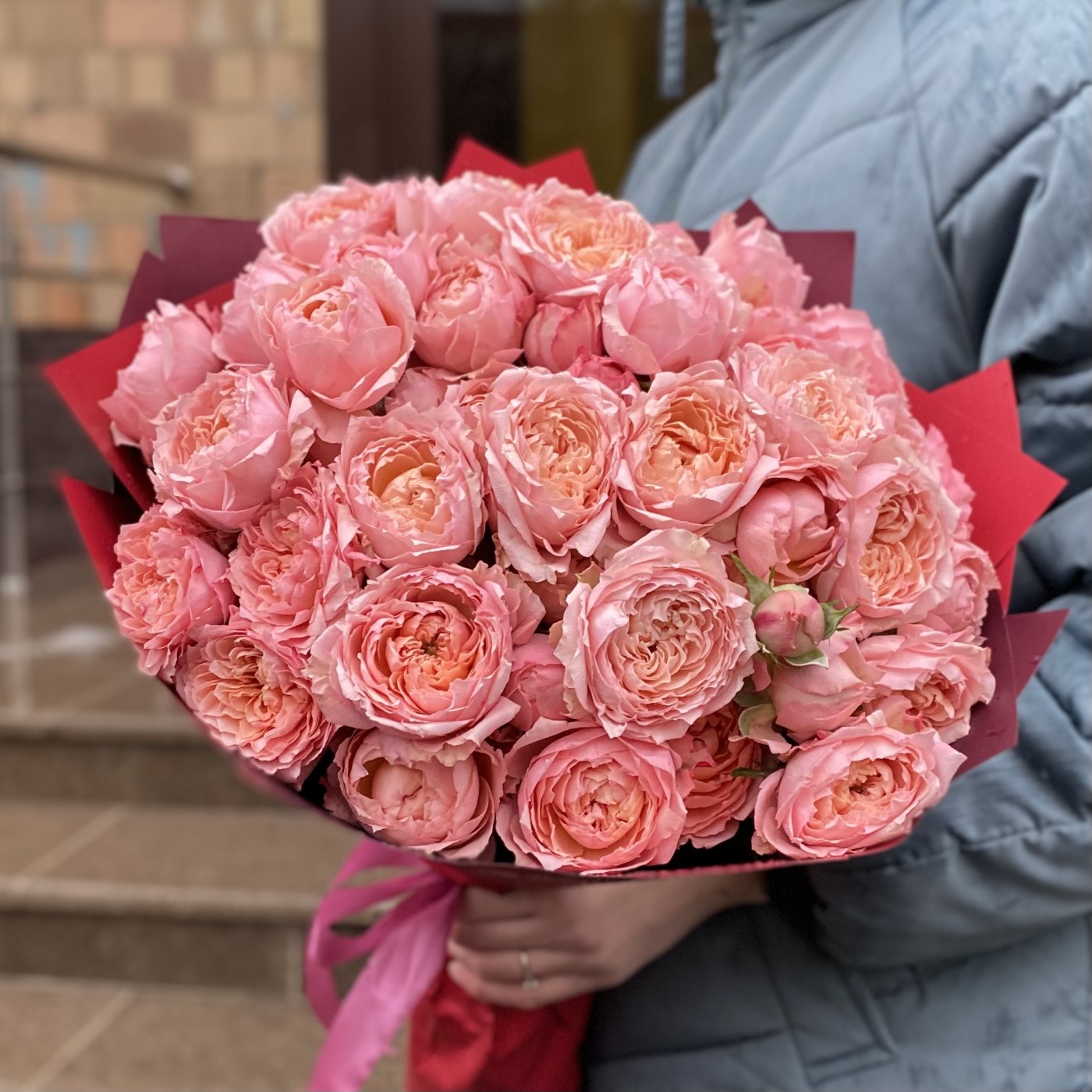 Букет персиковых роз Джульетта