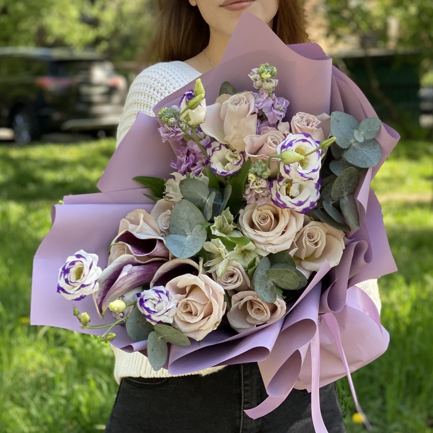 Букет Винтаж с розой Мента