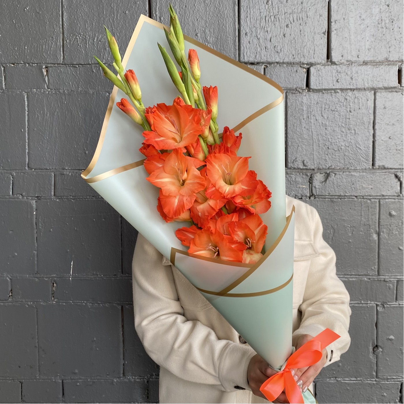 3 коралловых гладиолуса
