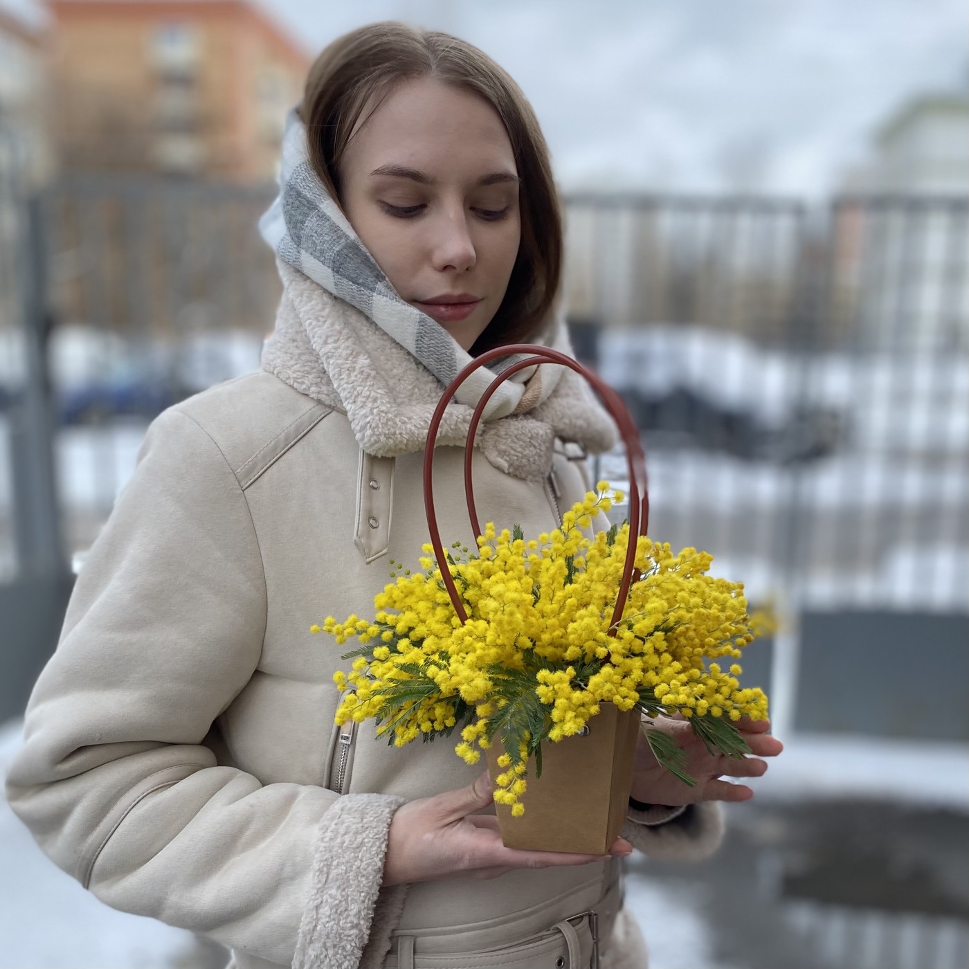 Мини композиция из мимозы