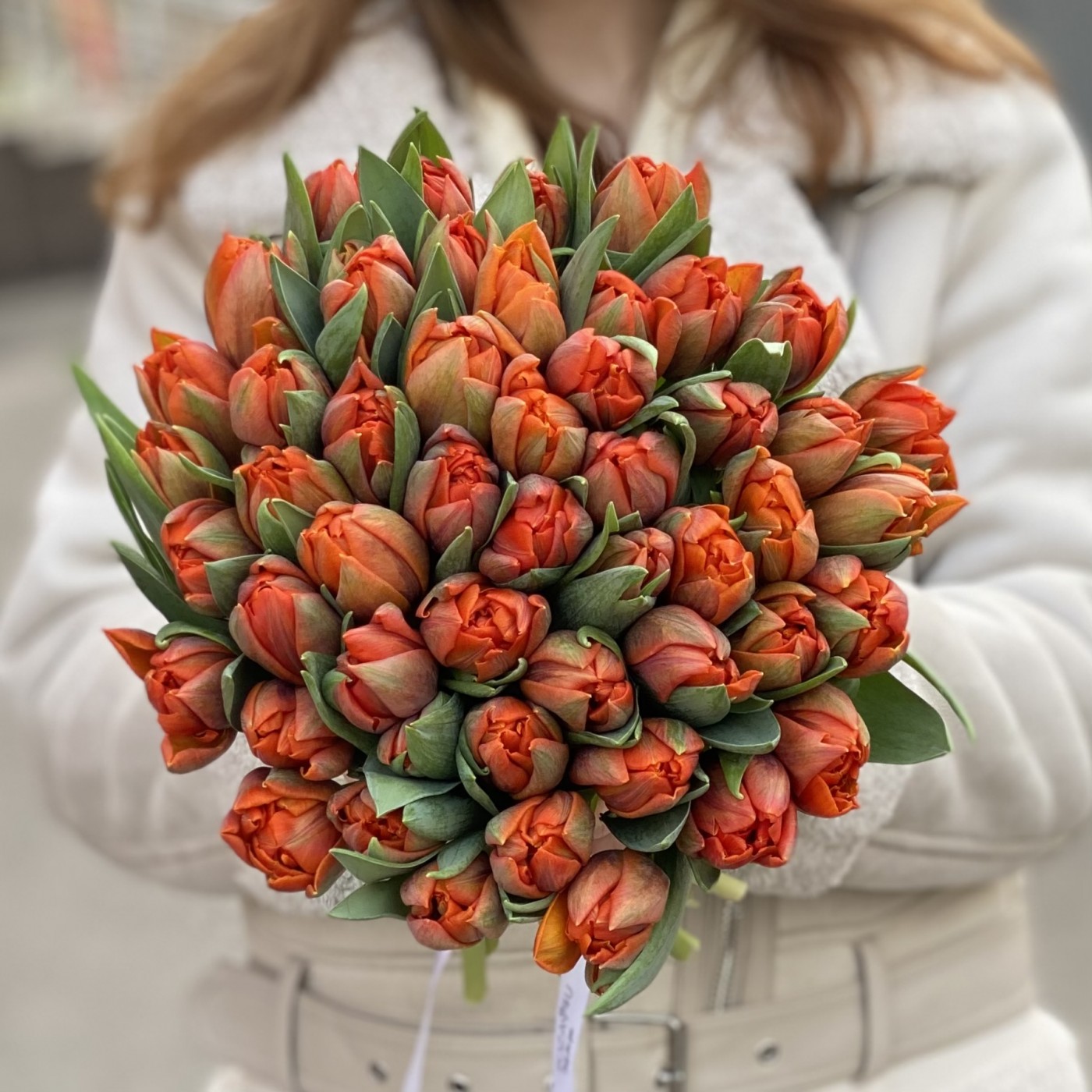 Оранжевый пионовидный тюльпан Эрмитаж Даб