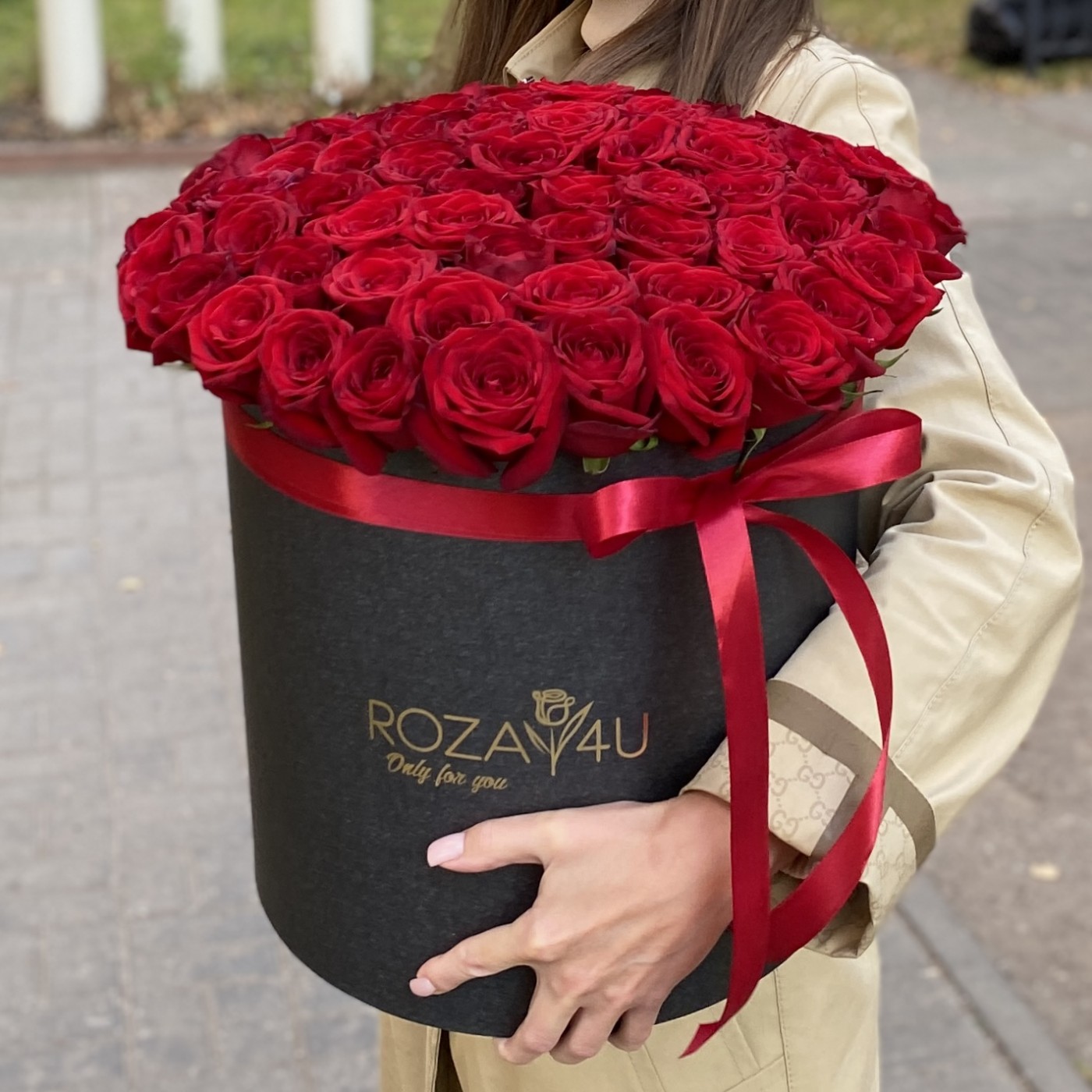 101 ароматная красная роза в коробке